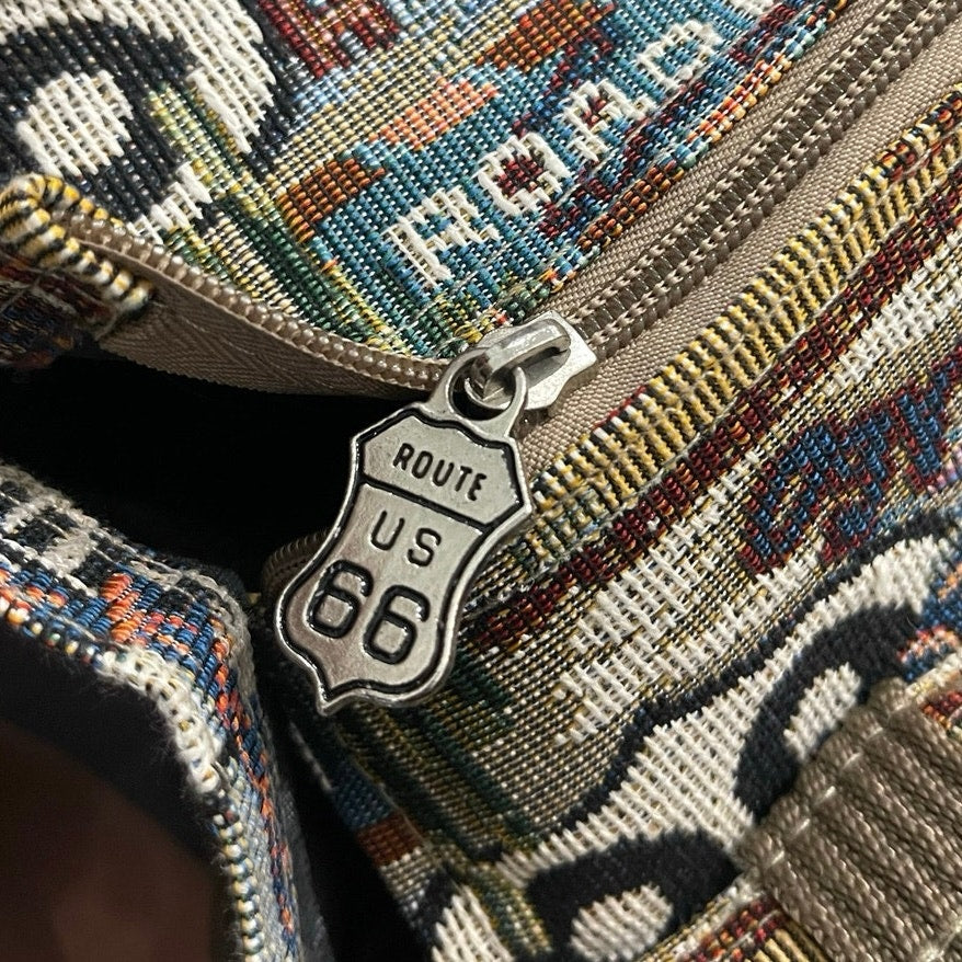 Jade Route 66 American Collapsing Rolling Tapestry Tote Travel Luggage Bag Retro