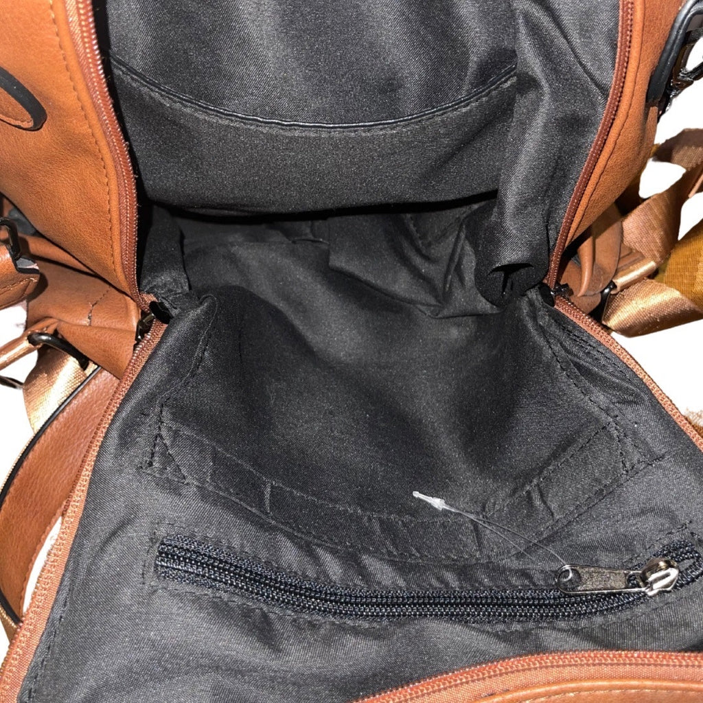 Opage Vegan Leather Backpack Purse Brown Tassel Shoulder Bag Travel