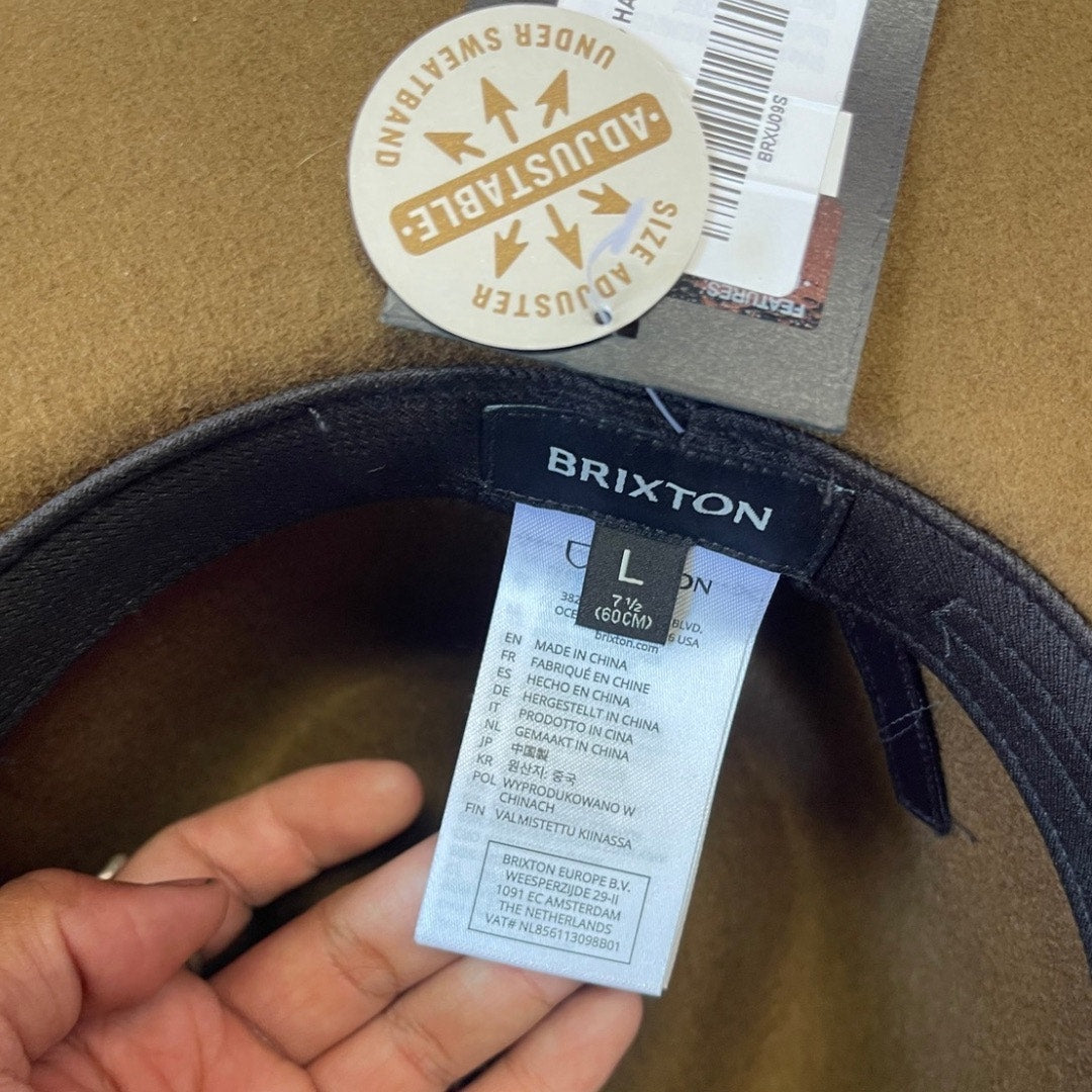 Brixton MESSER FEDORA Unisex Brown Felted Wool Faux Leather Band SZ L NWT Flaw