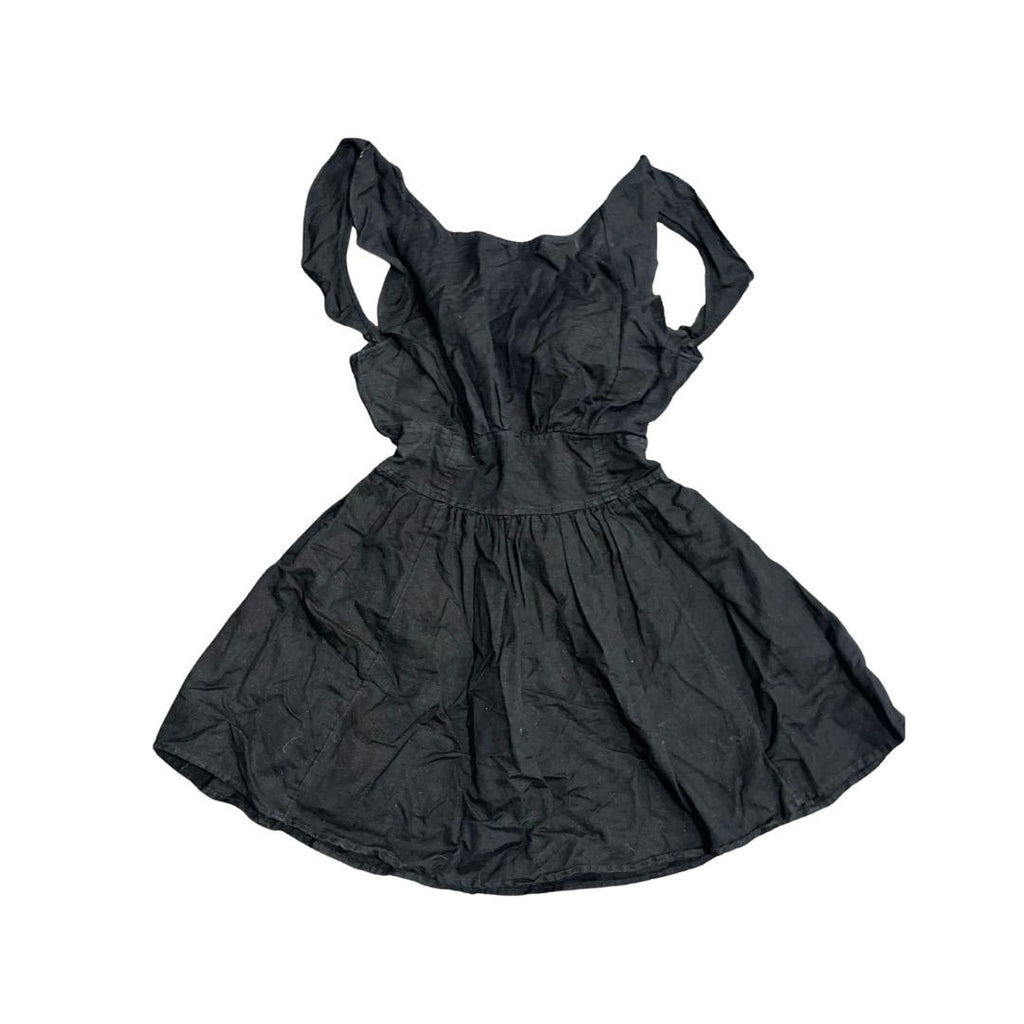 Free People Black Ruffle Tie Back Sleeveless Mini Dress SZ XS Flirty Fit & Flare