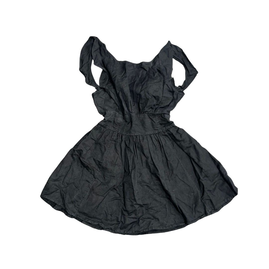 Free People Black Ruffle Tie Back Sleeveless Mini Dress SZ XS Flirty Fit & Flare