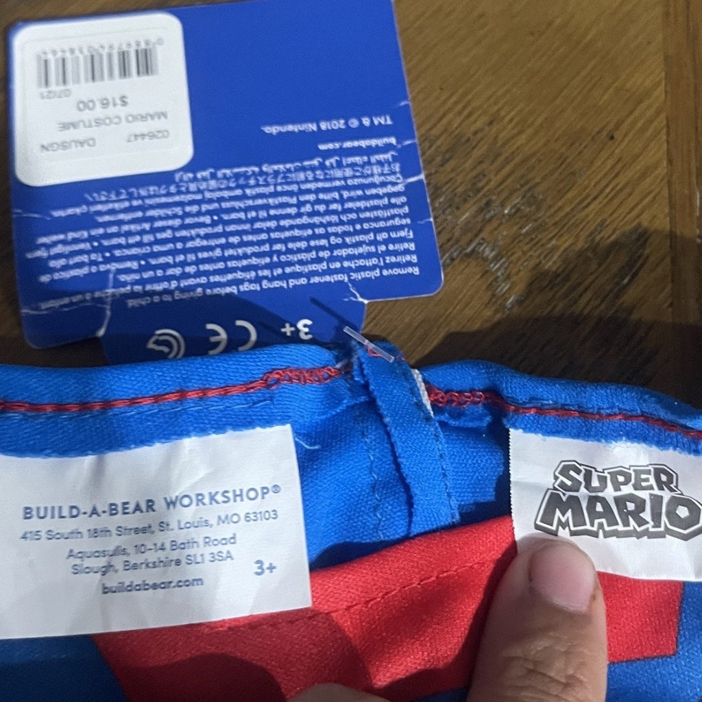 Build A Bear Workshop Super Mario Costume Outfit Stuffed Animals Kidscore NWT