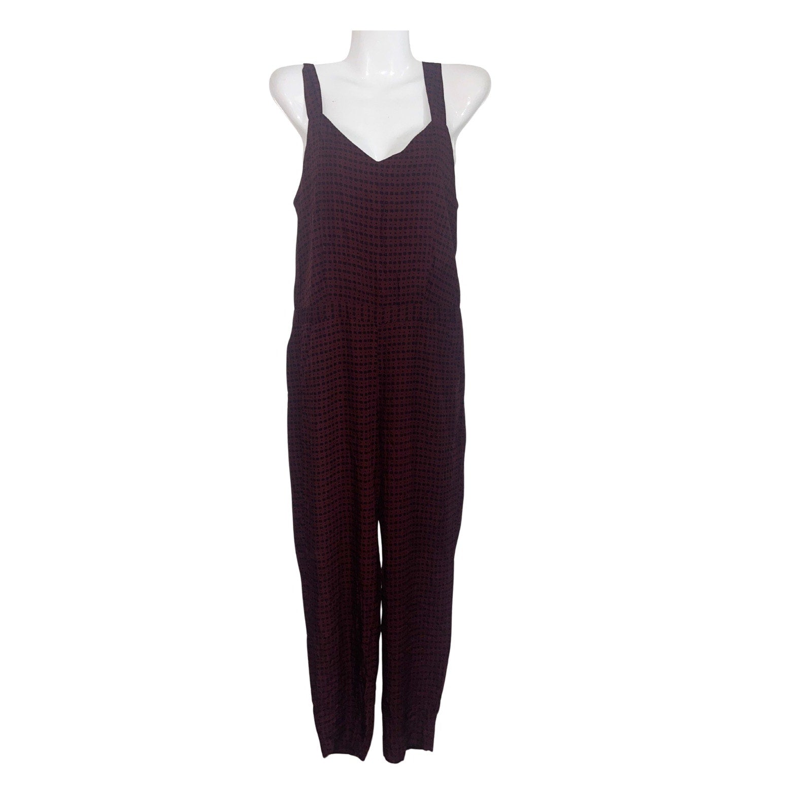 Madewell Burgundy Tank Pockets Relaxed Fit Jumpsuit Size Medium Coveralls Casual
