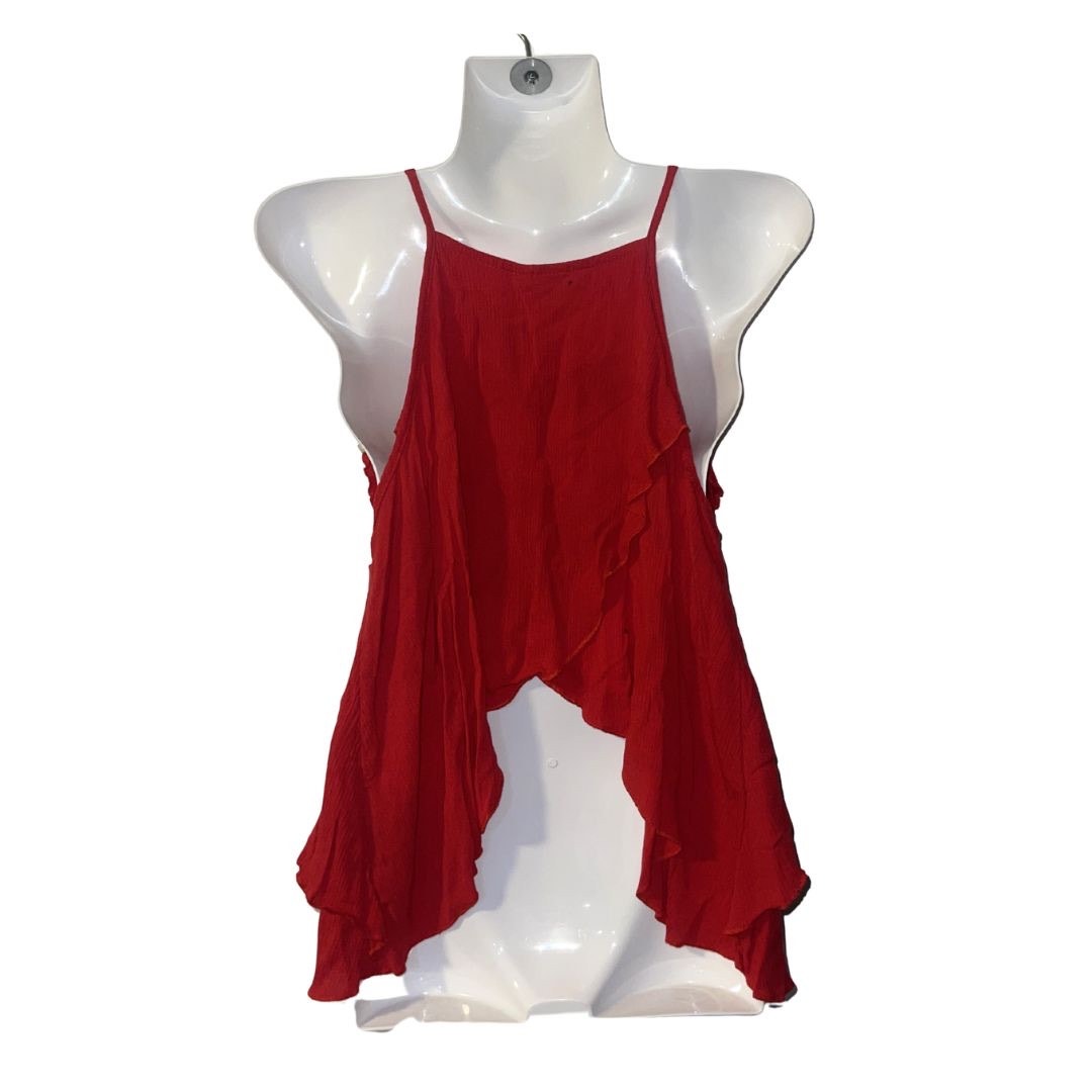 Mossimo Supply Co. Gauzy Red Tank Top Ruffles Size Small Flirty Y2K Girly