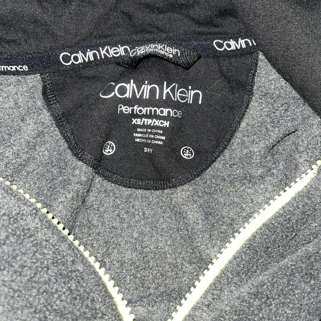Calvin Klein Performance Fleece Hooded Zip up Mock Neck Jacket Gray Size XS