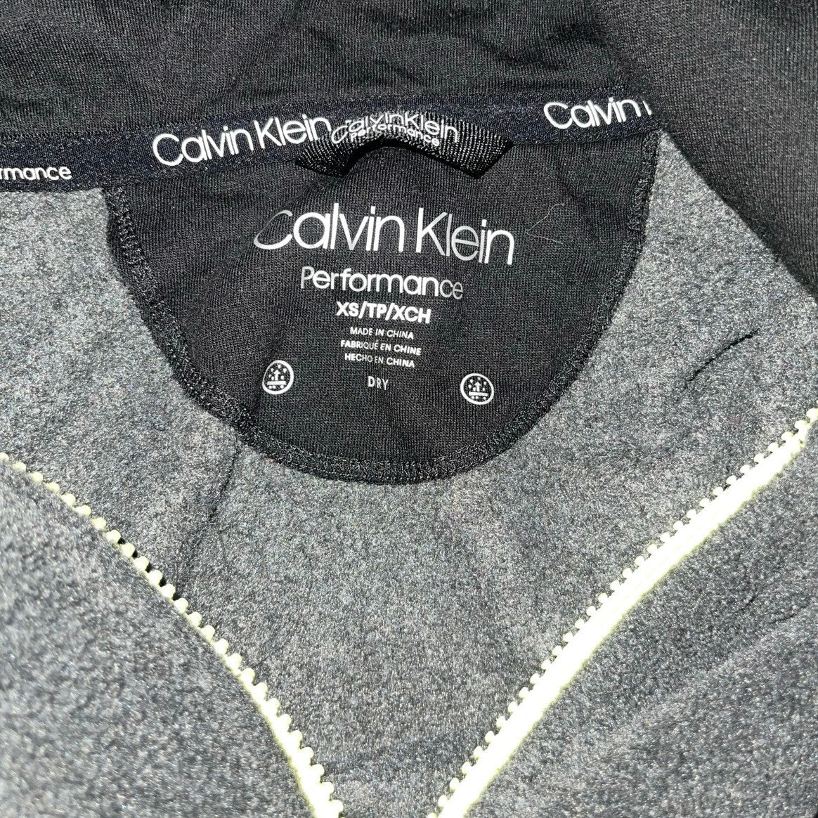 Calvin Klein Performance Fleece Hooded Zip up Mock Neck Jacket Gray Size XS