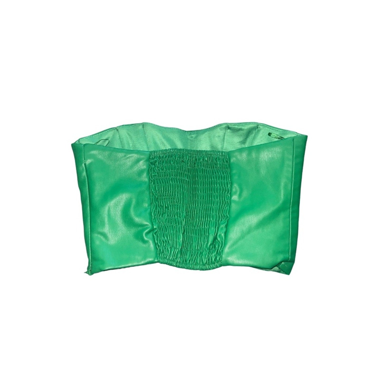 Zara Green Faux leather corset strapless top