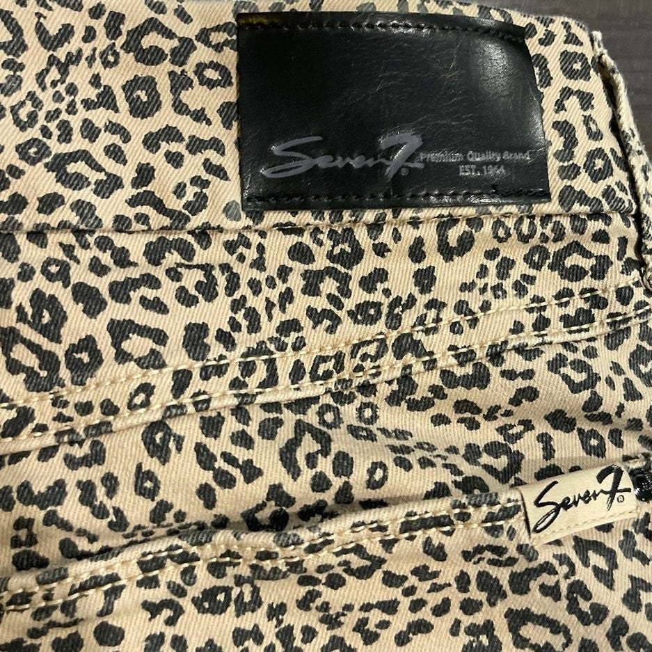 Seven7 Tummyless High Rise Stretch Leopard Print Skinny Jeans Pants SZ 10 Chic