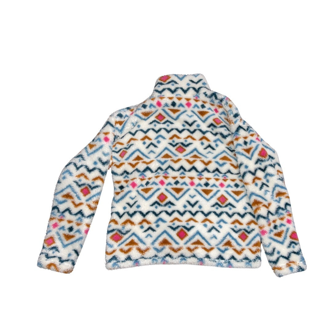 Eddie Bauer Women's Midweight Plush Quarter zip fleece Pullover Aztec design