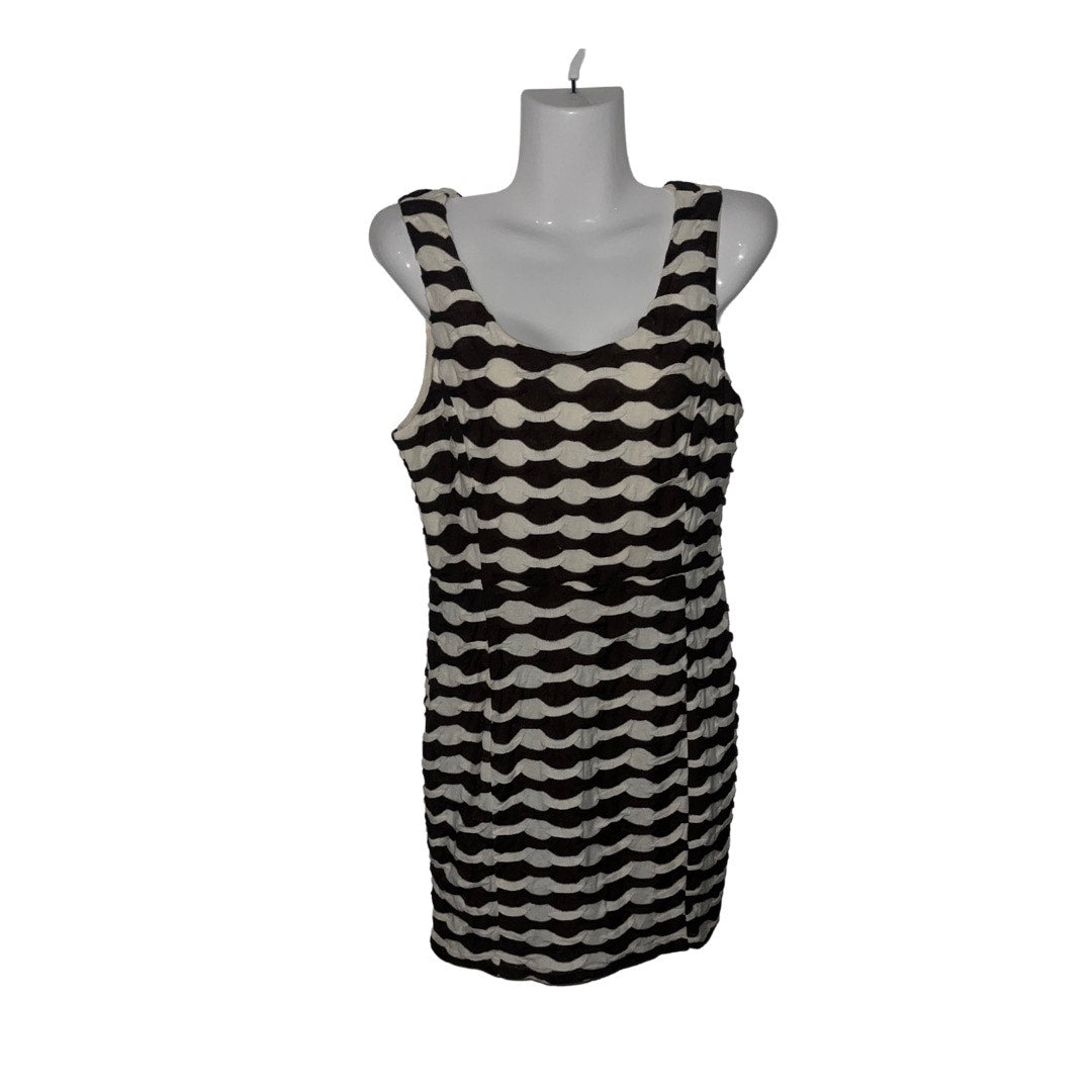 Forever 21 mini sleeveless dress black and white wavy pattern bodycon size M