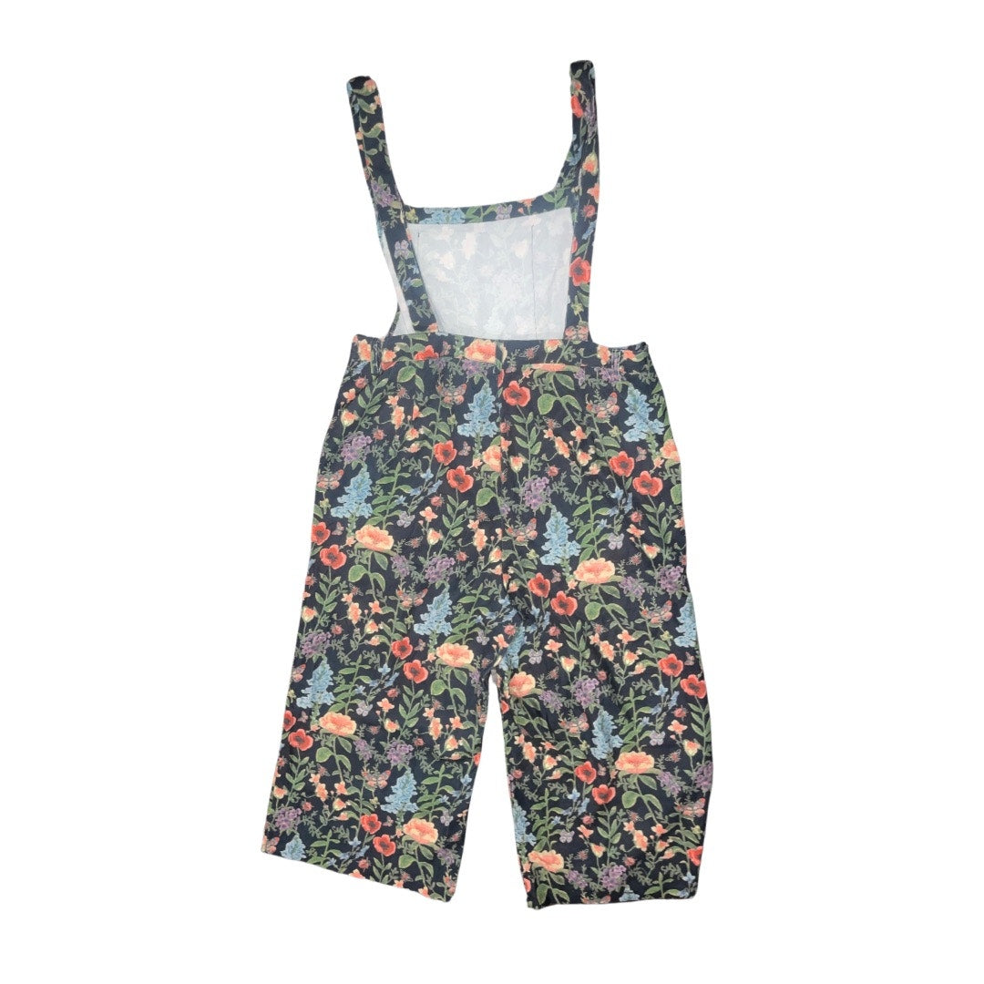 Cider Lightweight corduroy floral pocket wide leg jumpsuit overalls curve & plus