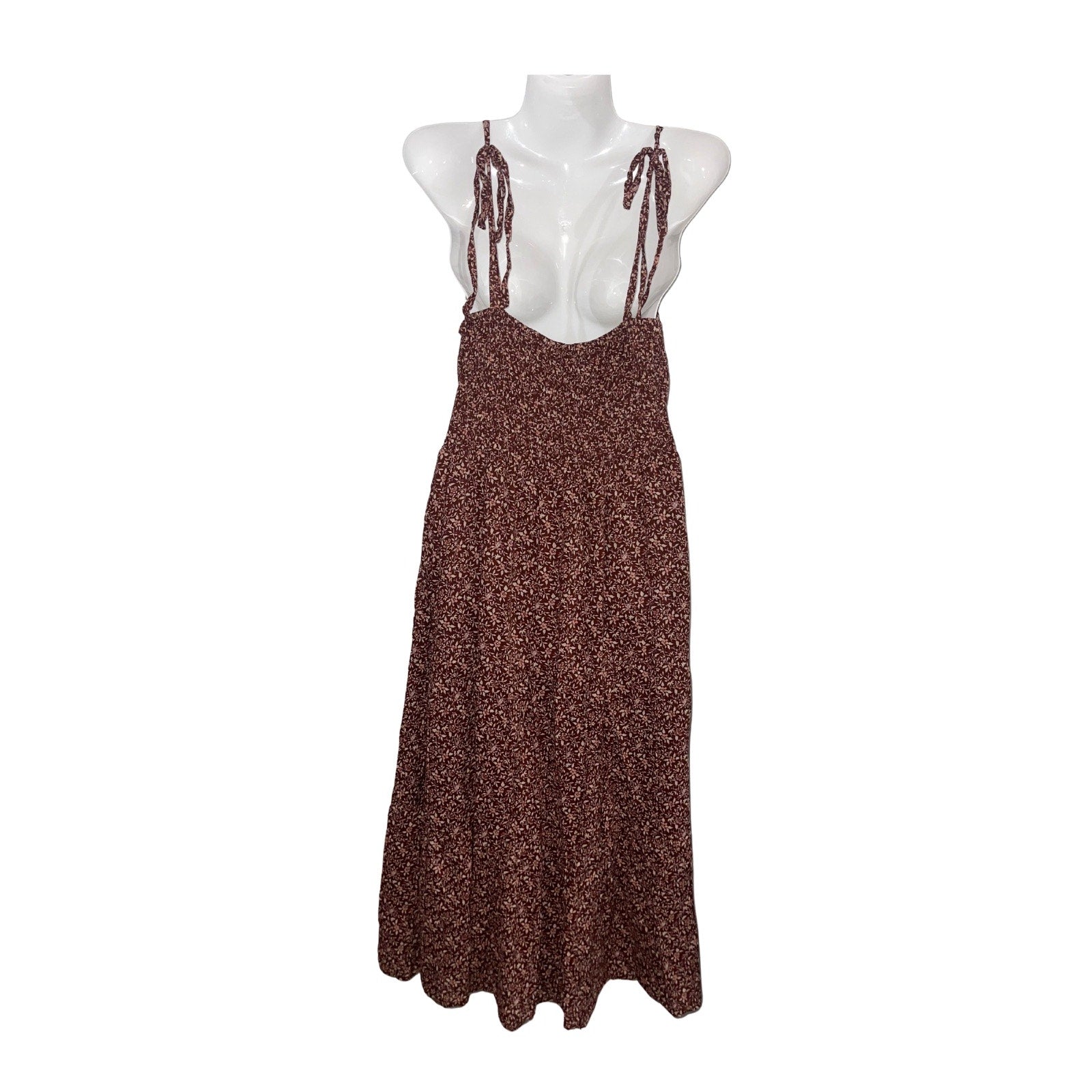 Madewell Lucie Tie-Strap Florentine Floral Tiered Midi Dress SZ L Pockets Boho