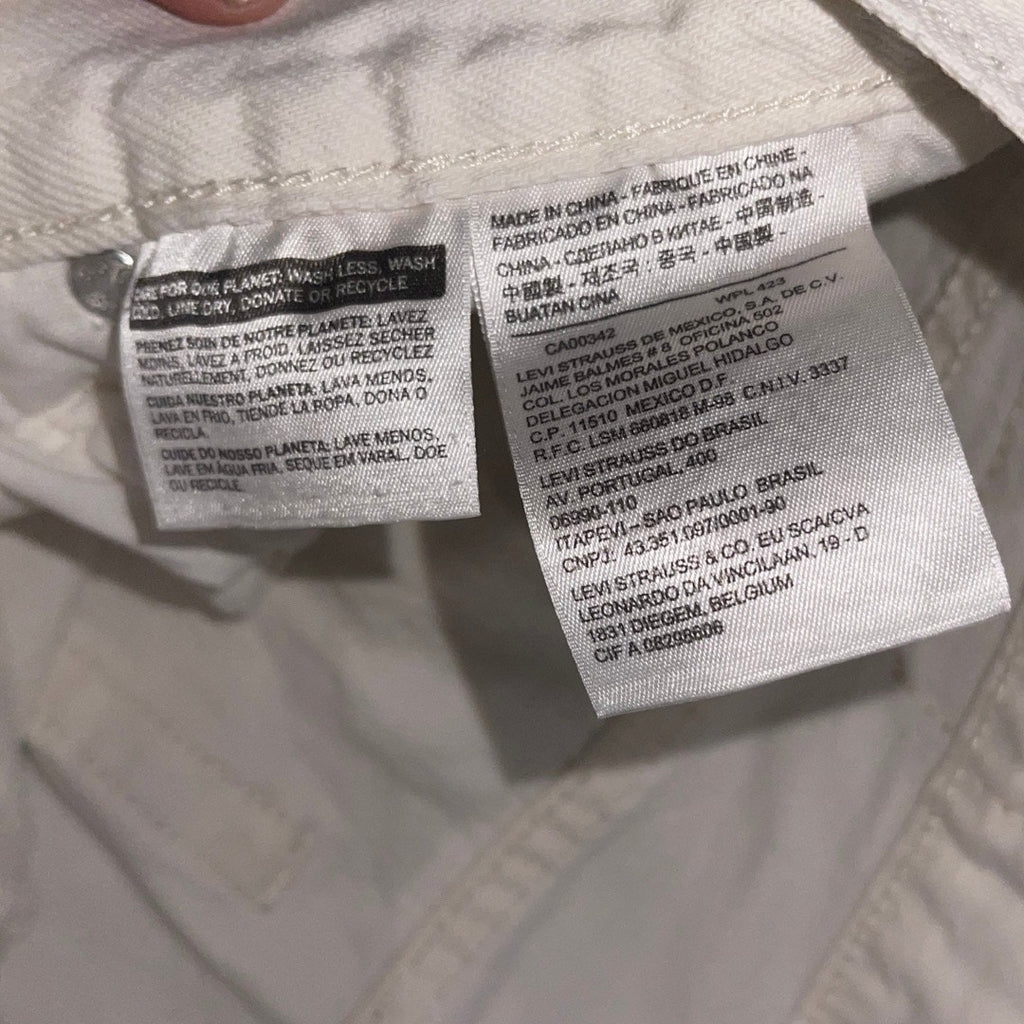 Women Levi's 501 Button Fly White Distress Denim Jeans Pants Size 31x32