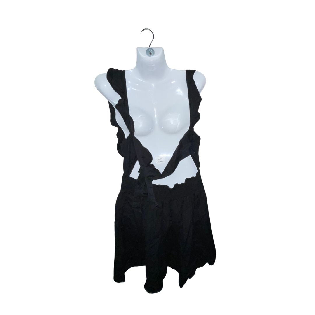 Free People Black Ruffle Tie Back Sleeveless Mini Dress SZ XS Flirty Fit & Flare