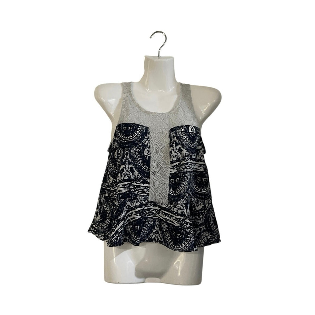 Elodie Sleeveless Bohemian Crochet Lace Peplum Tank Top SZ XS Flowy Artsy