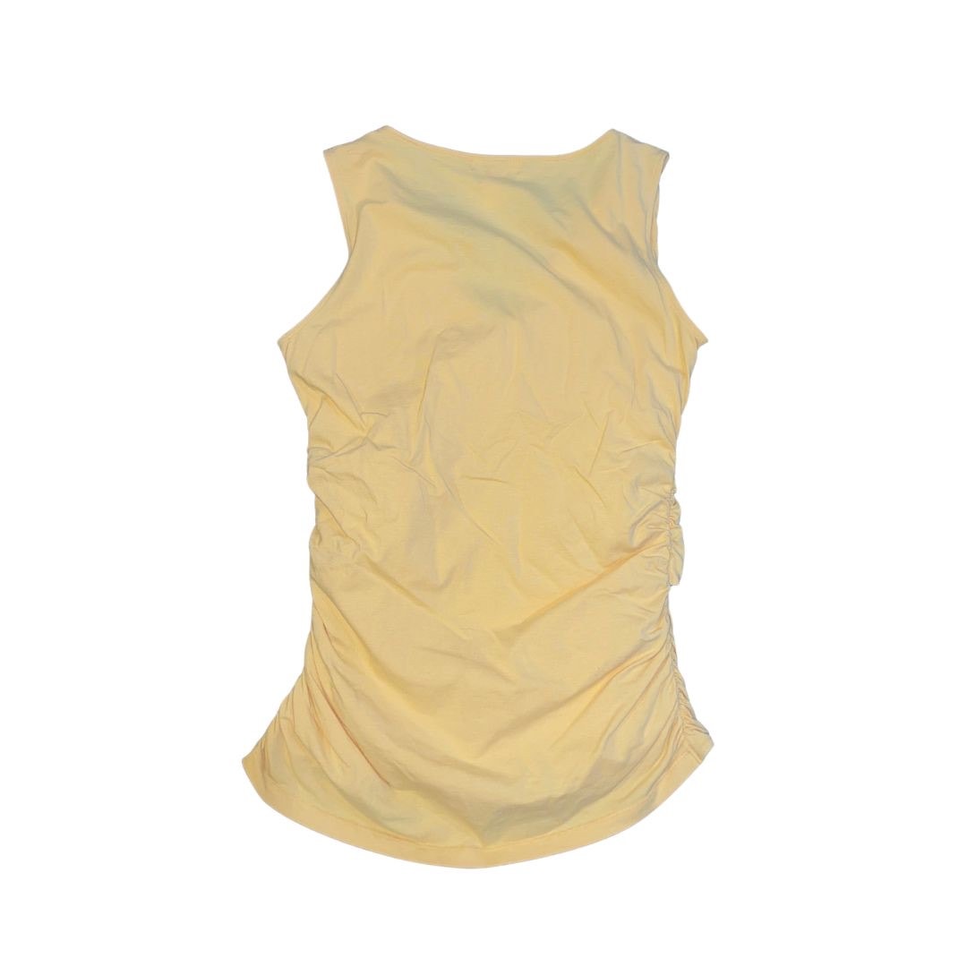 Sundance Yellow Ruched Tank Sleeveless Top V Neck Cotton Size Medium