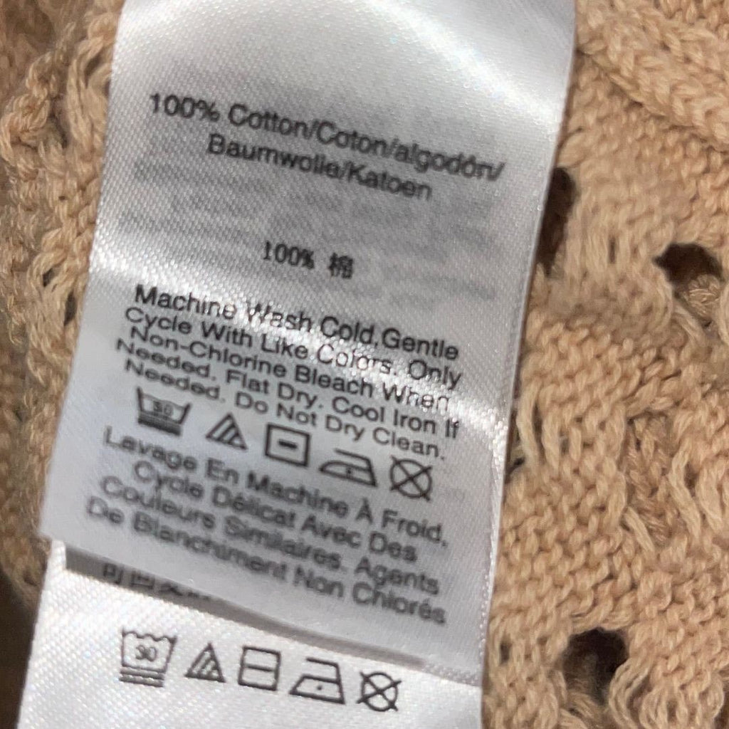 DKNY Jeans Open Stitch V-Neck Lightweight Sweater Size XL Casual Relaxed Crochet