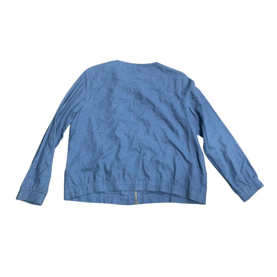 Laura Scott Zip up Linen Blend Lightweight Jacket Size 14P Casual Career Office