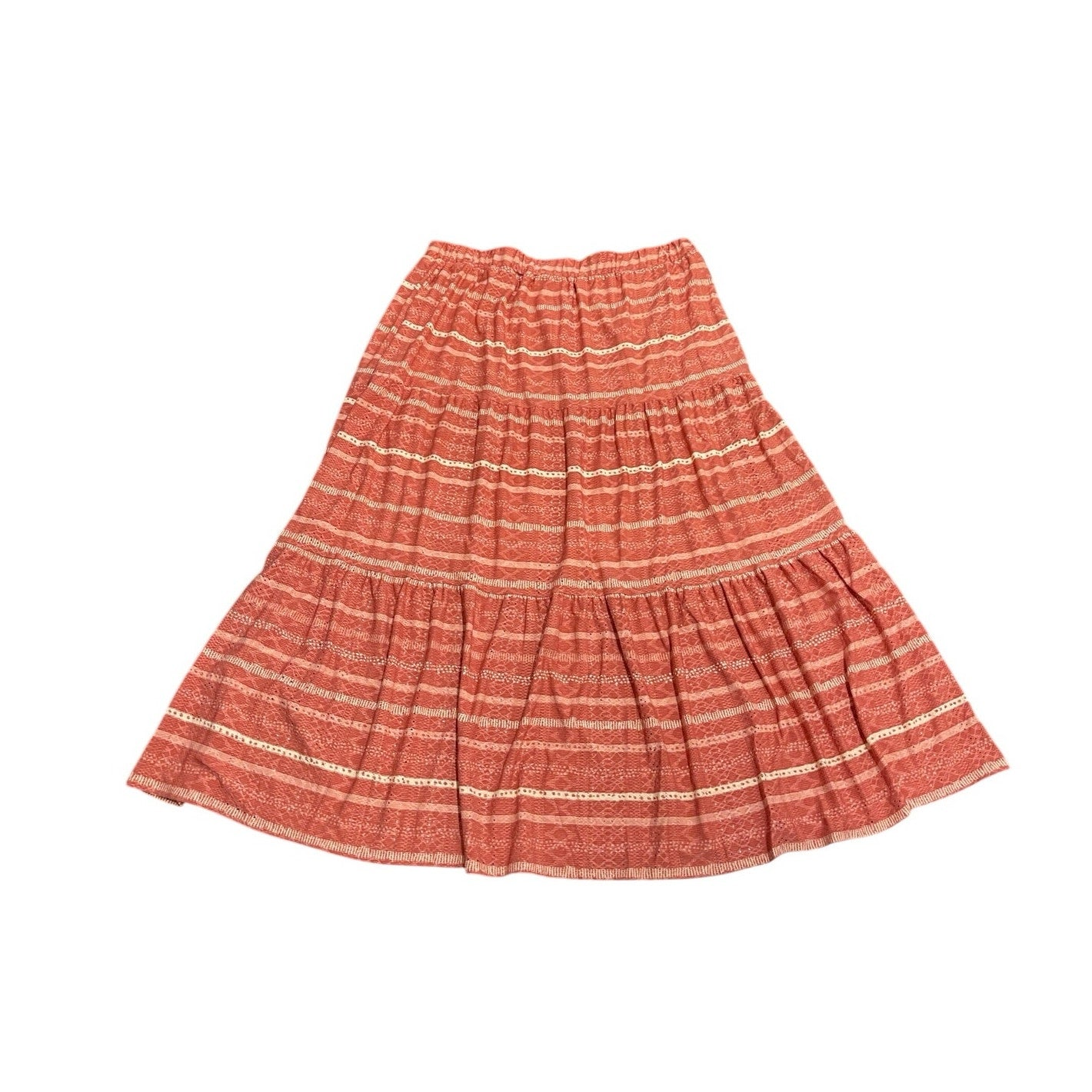 LulaRoe Poppy Terracotta Tiered Maxi Skirt SZ 3XL NWT Knit Eyelet Boho Chic