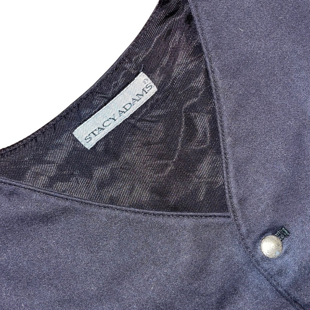 Stacy Adams Vest Waistcoat Mens Black Button V-Neck Size Medium Wedding Career