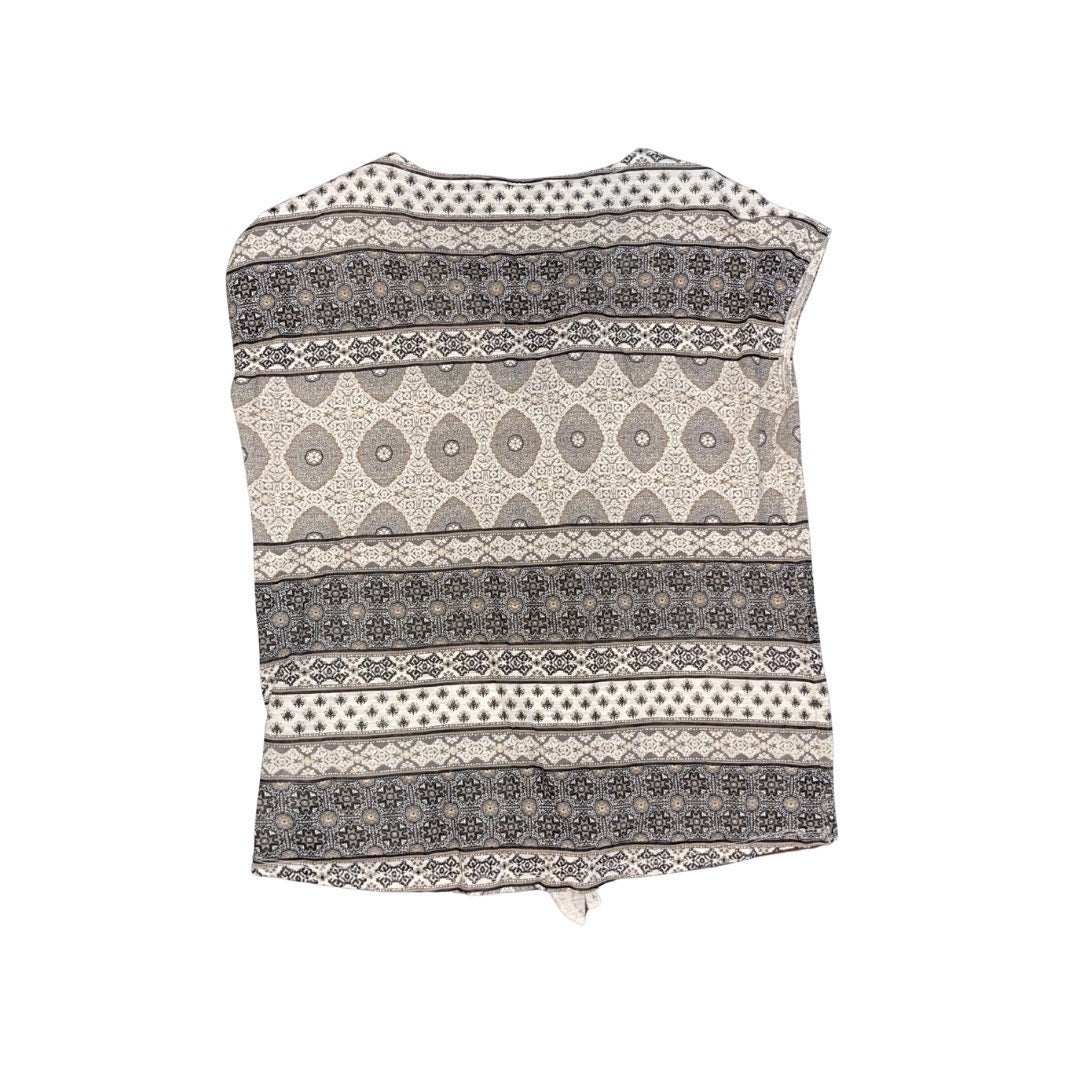 Lucky Brand Women's Top Tie Waist Cap Sleeve Blouse Geometric Size Medium