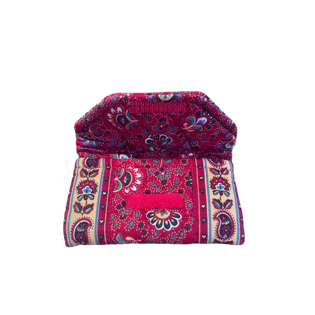 Vera Bradley Designs Provincial Red Floral Paisley Quilted Clutch Wallet Clutch