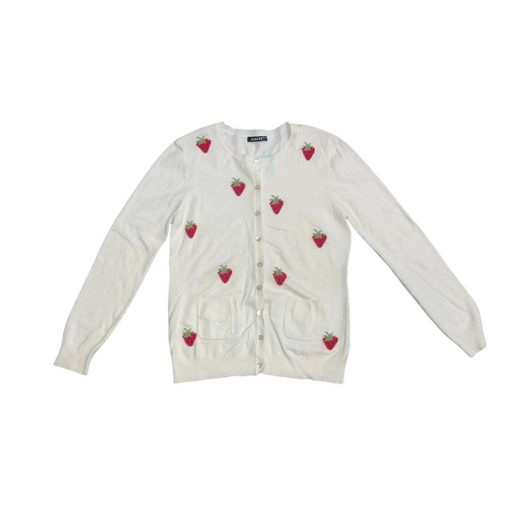 Sempre Strawberry button up cardigan cashmere and lambswool blend