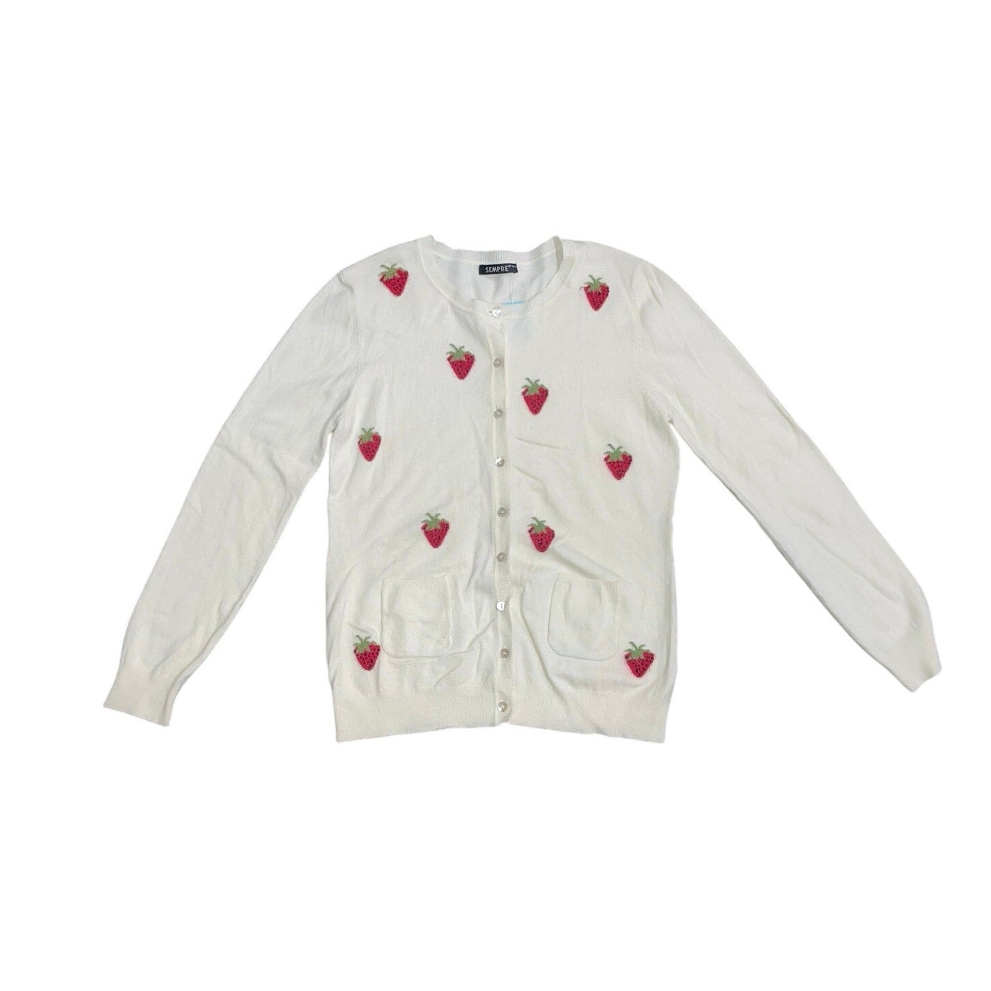 Sempre Strawberry button up cardigan cashmere and lambswool blend
