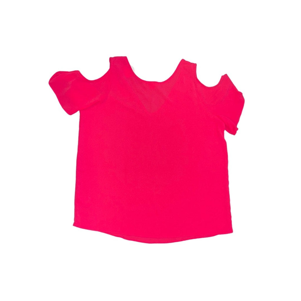 C&E Blouse Exposed Shoulders Short Sleeve Hot Pink Size Large NWT