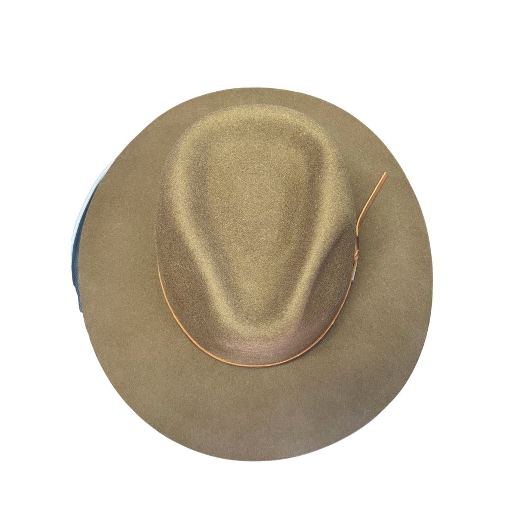 Brixton MESSER FEDORA Unisex Brown Felted Wool Faux Leather Band SZ L NWT Flaw