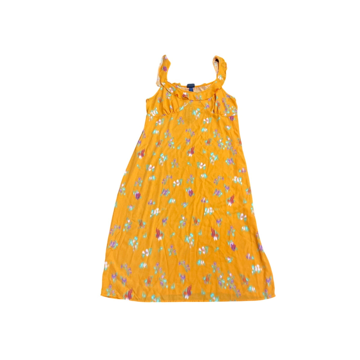 Scoop NWT Mustard Orange Floral Maxi Dress SZ XL Flowy Boho Artsy Botanical