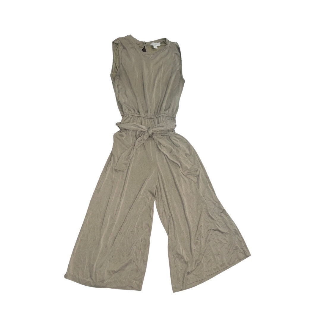 Charlie Paige Sleeveless Olive Belted Jumpsuit Jumper Medium Cropped Wide Leg