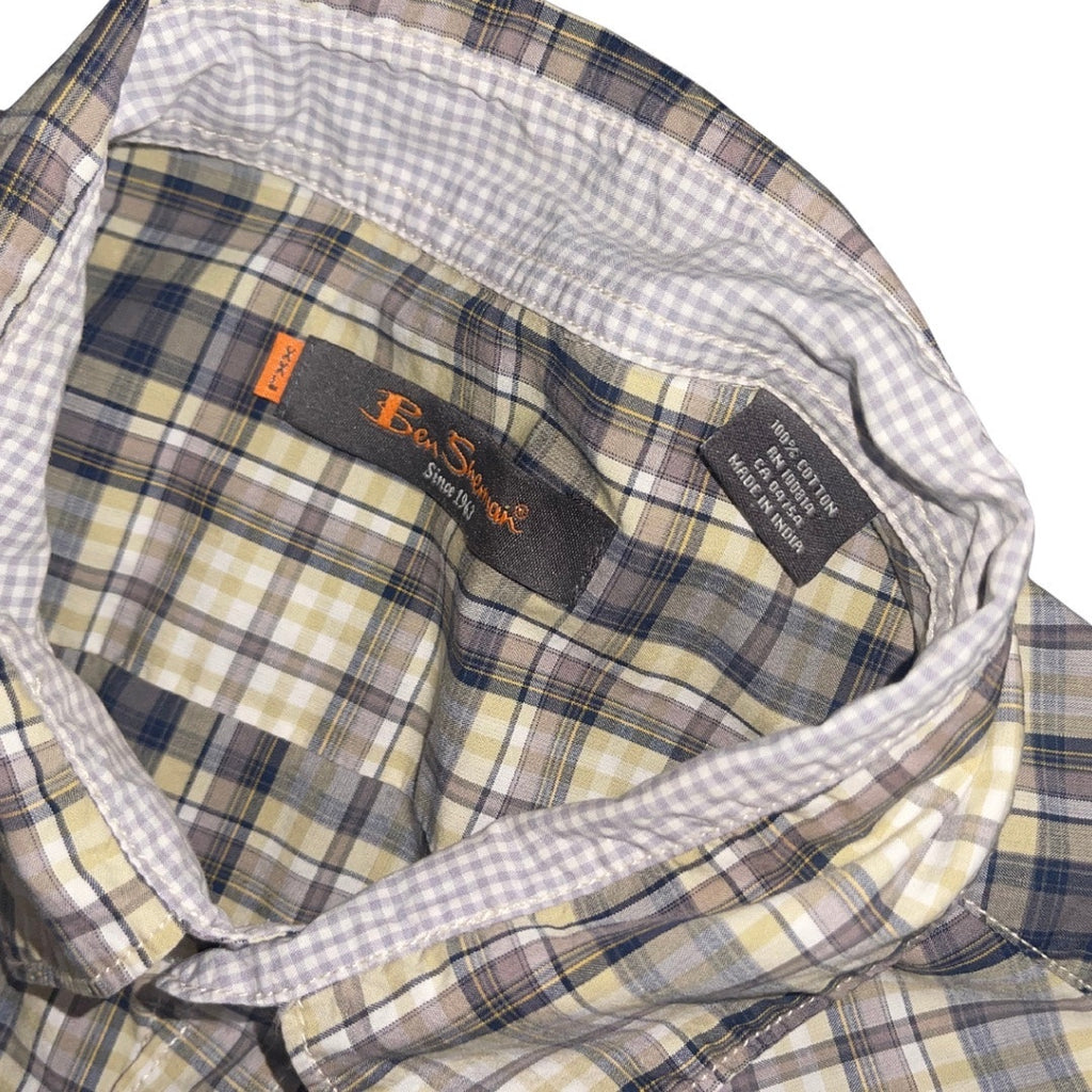 Ben Sherman Pearl Snap Long Sleeve Plaid Shirt Size XXL Western Cowboy Rodeo