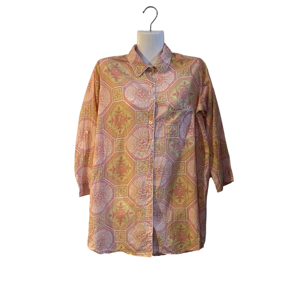Julia Amory Paisley Print Button Down Shirt SZ S Artsy Casual Boho Resort
