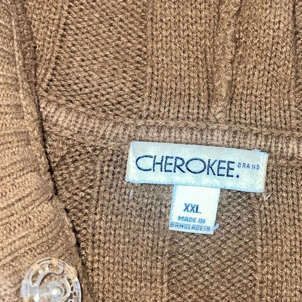 Cherokee Button up Hooded Knit Cardigan Plus Size XXL Fall Grandma Core
