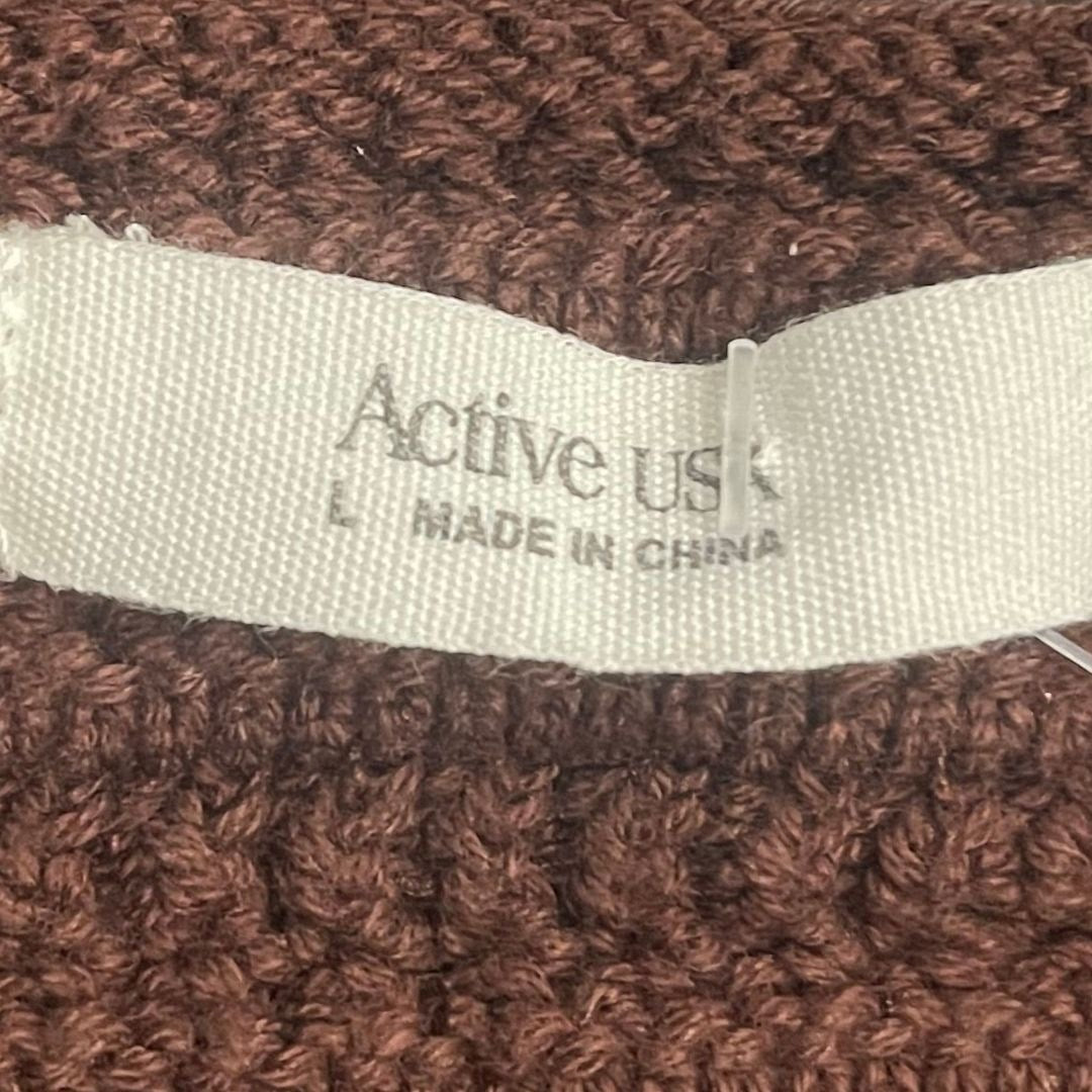 Active USA Cropped Knit Front Tie Knot Top Scallop Trim Size Large Y2K Coachella