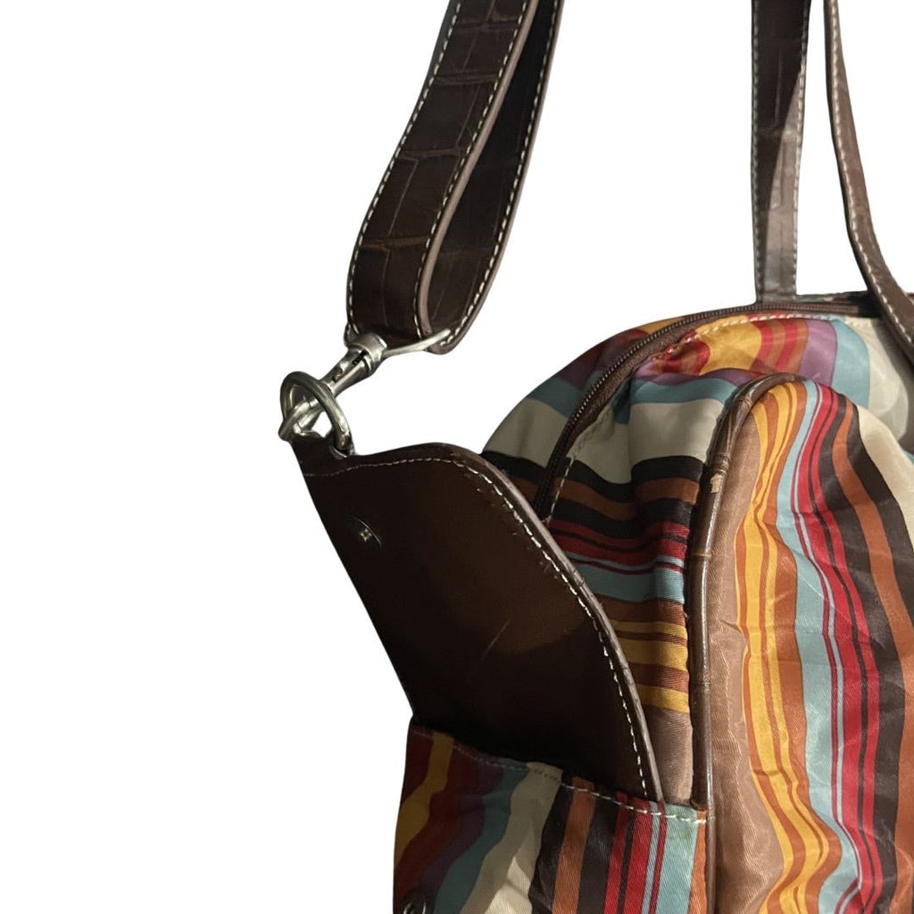 Caribbean Joe Multicolor Striped Duffle Bag Travel Beach Weekender Vacation Bag