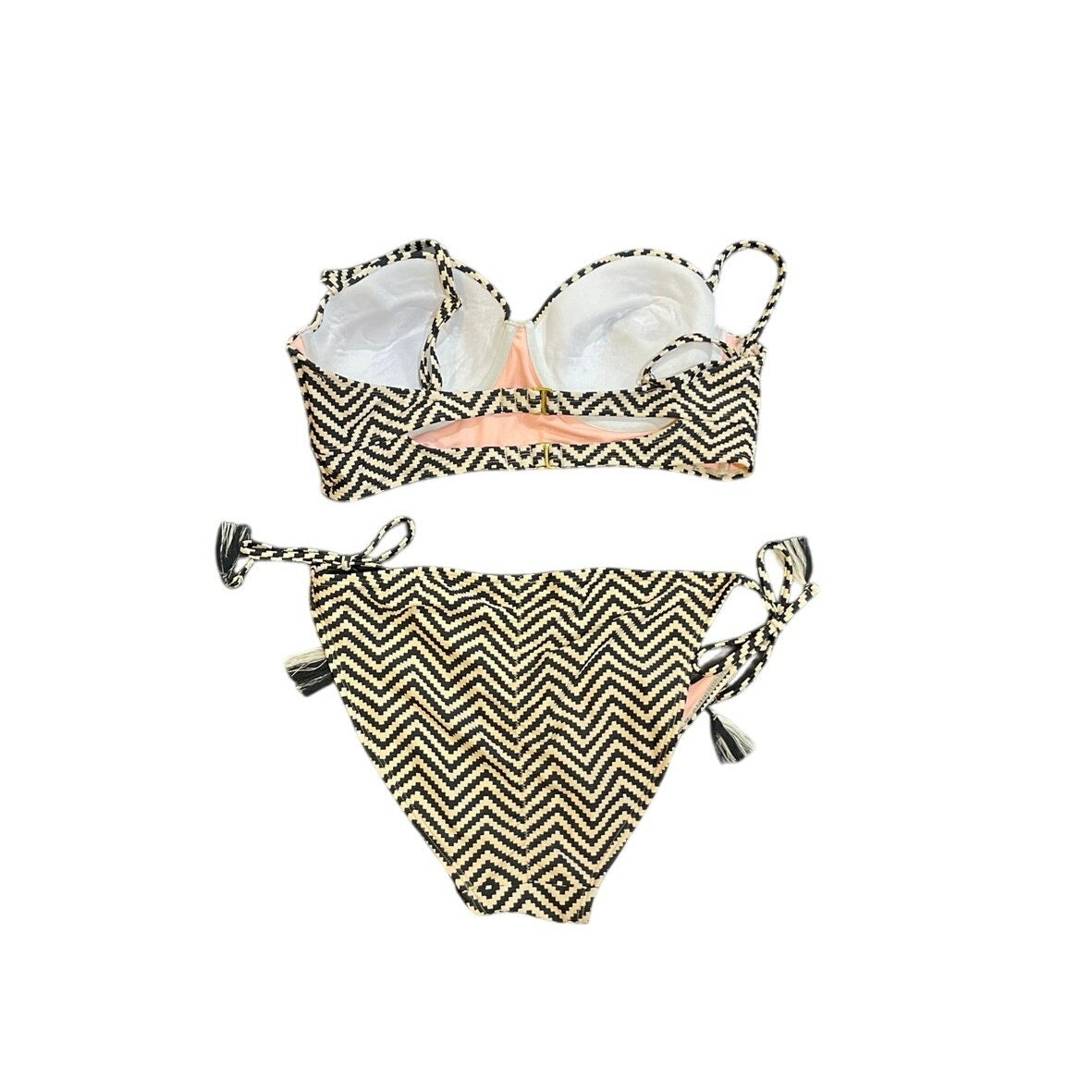 Xhilaration Black Cream Chevron Zigzag Print Bikini Set SZ XL NWT Beach Swimwear