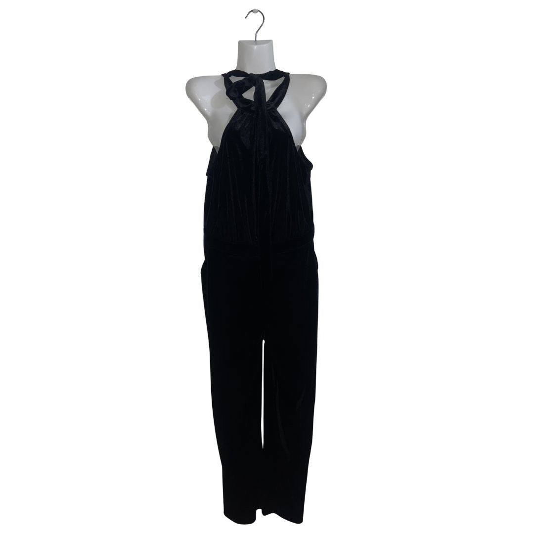 A New Day Velvet Pantsuit Jumpsuit Halter Neckline Size Small Wide Leg NWT Chic
