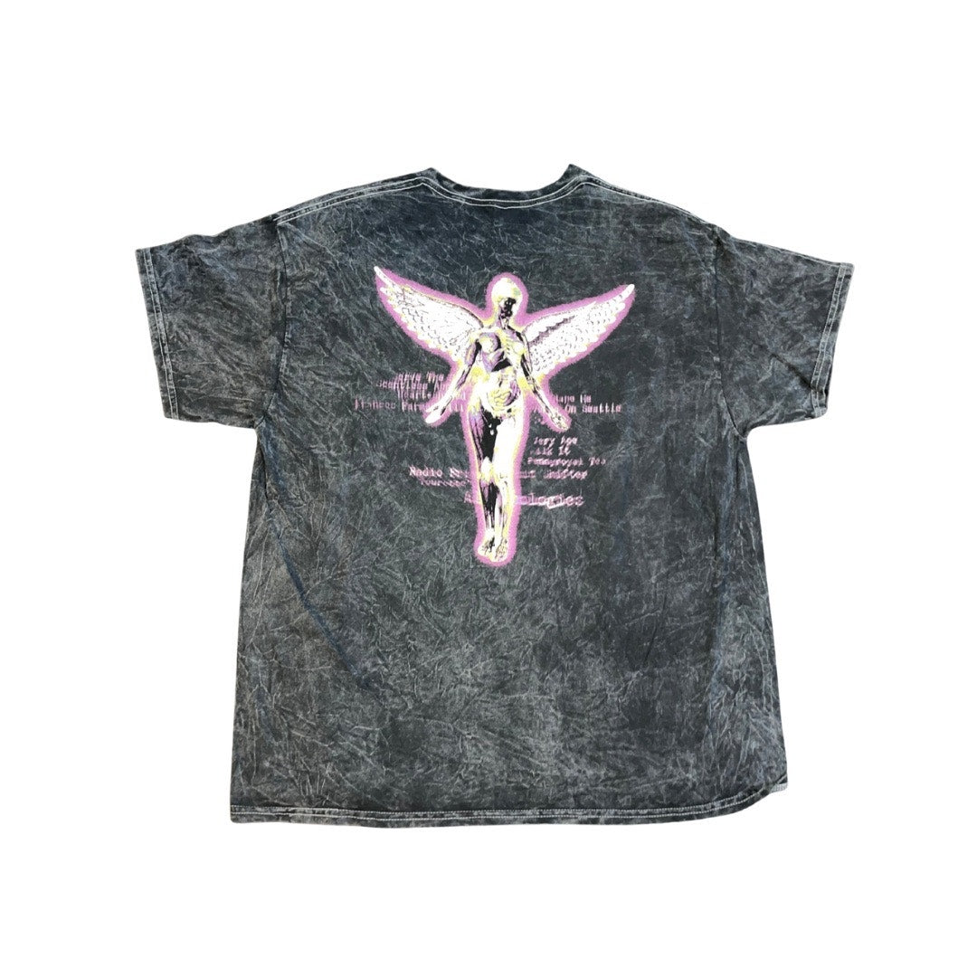 Nirvana Band Tee Grunge Retro Distressed Black Rock Band T-Shirt Size XL