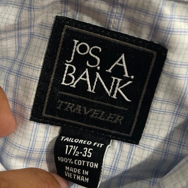 Jos. A. Bank Traveler Long Sleeve Button Shirt 17 1/2 Business Casual OfficeWear