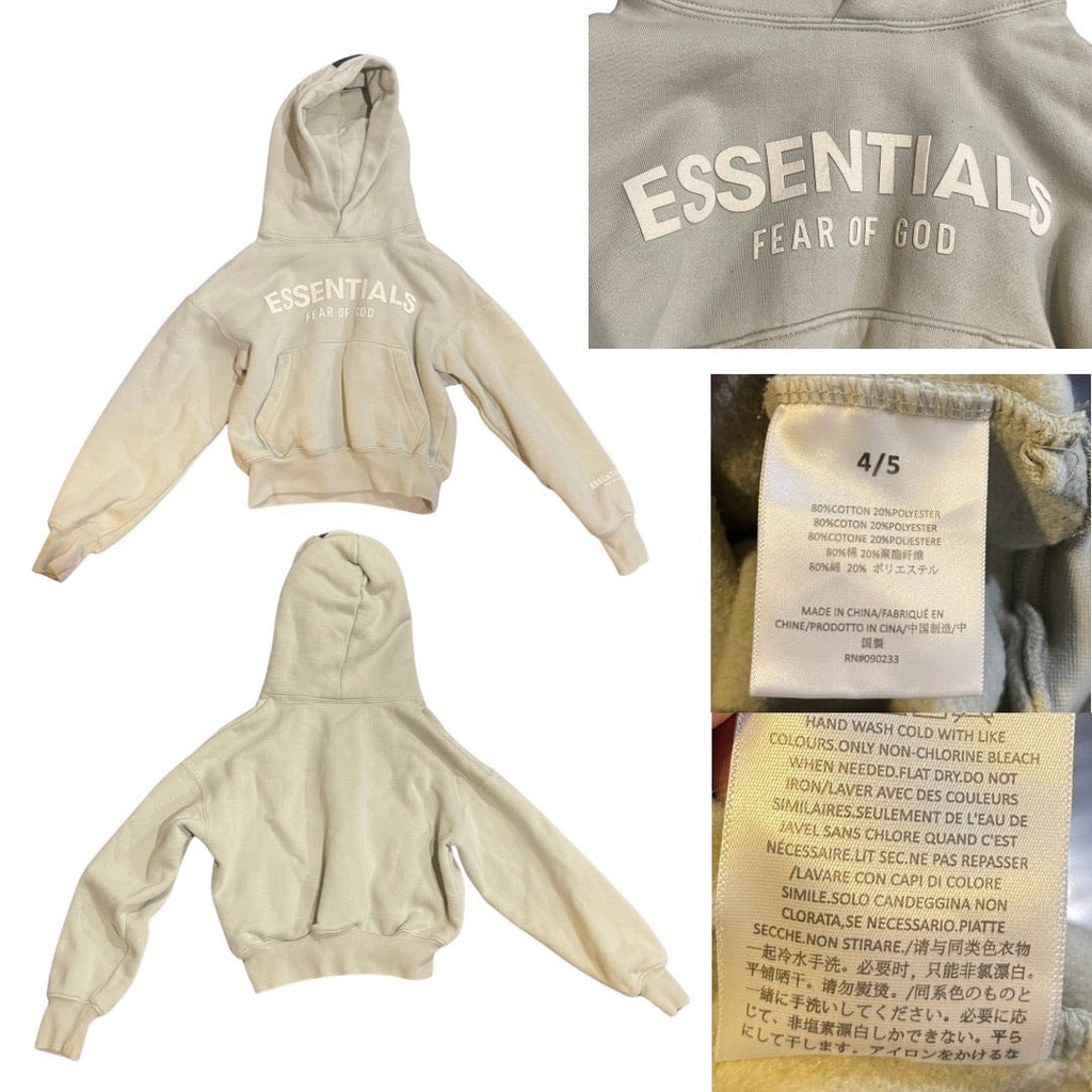 Fear of God Essentials Kids Classic Fleece pullover Hoodie SZ 4/5 Kidscore