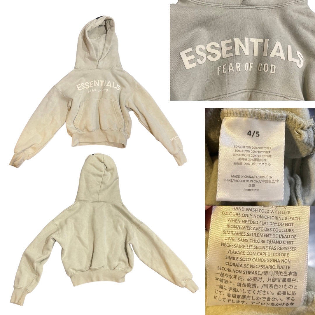 Fear of God Essentials Kids Classic Fleece pullover Hoodie SZ 4/5 Kidscore
