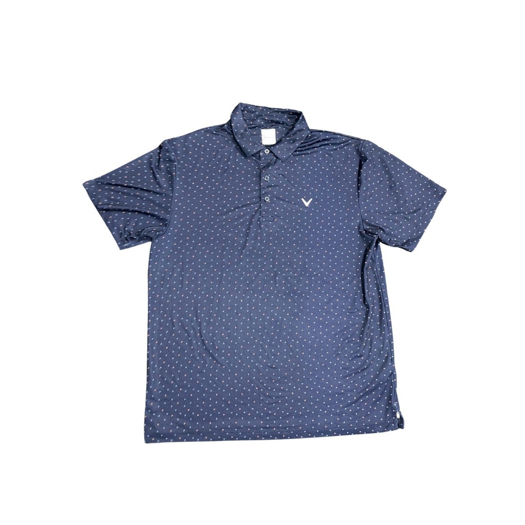 Callaway Short Sleeve Golf Polo Shirt Opti Dri Fit Logo all over Size Large