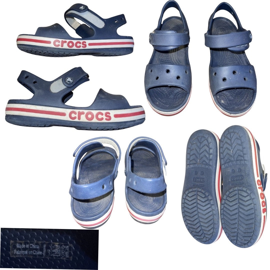Crocs Bayaband Sandal K Hook and Loop Ankle Strap Size 2 Navy Kidscore Casual