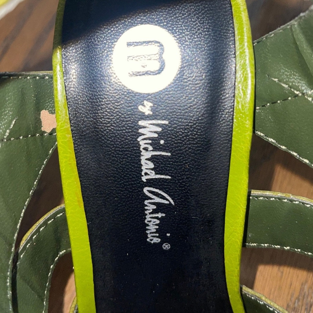 Michael Antonio Joleen Green Croc T Strap High Heels Stiletto Size 6.5 NWT