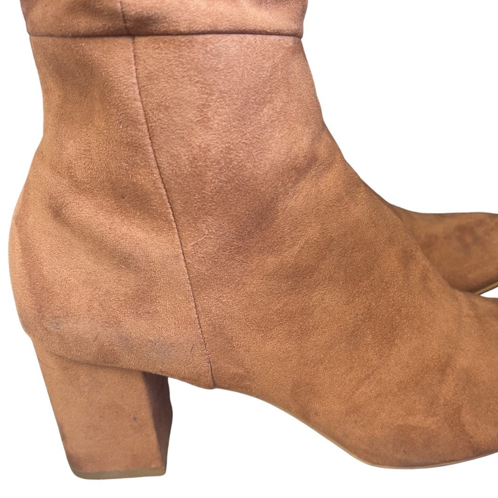 Calvin Klein Cosetta Faux Suede High Calf Tall Boots SZ 9 Heel Classy Boho Chic