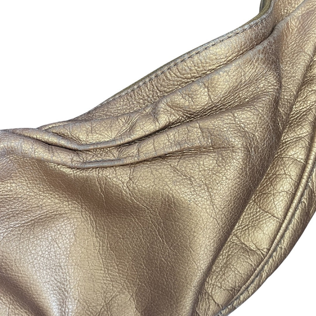 Fossil Genuine Leather Shoulder Hobo handbag Gold Crescent Purse