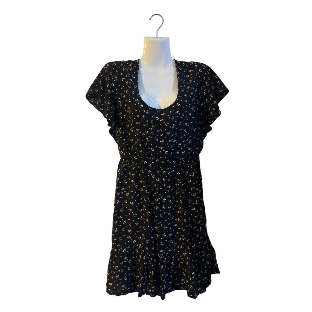 Passport Ditsy Floral Mini Babydoll Flowy Dress SZ 1X Casual Bohemian Breezy
