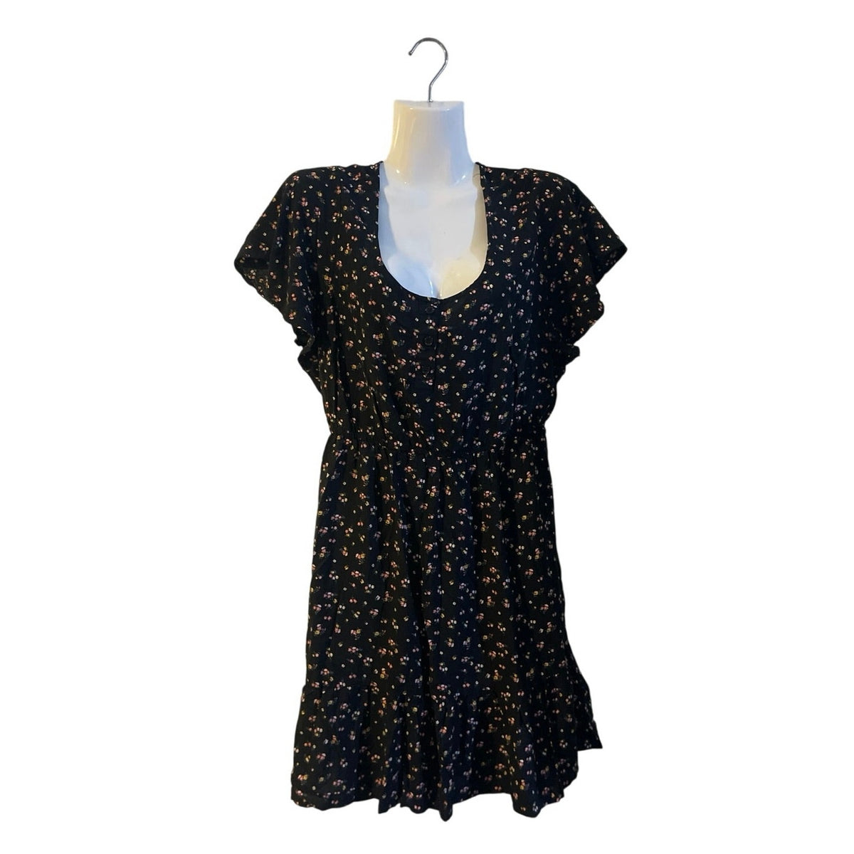 Passport Ditsy Floral Mini Babydoll Flowy Dress SZ 1X Casual Bohemian Breezy